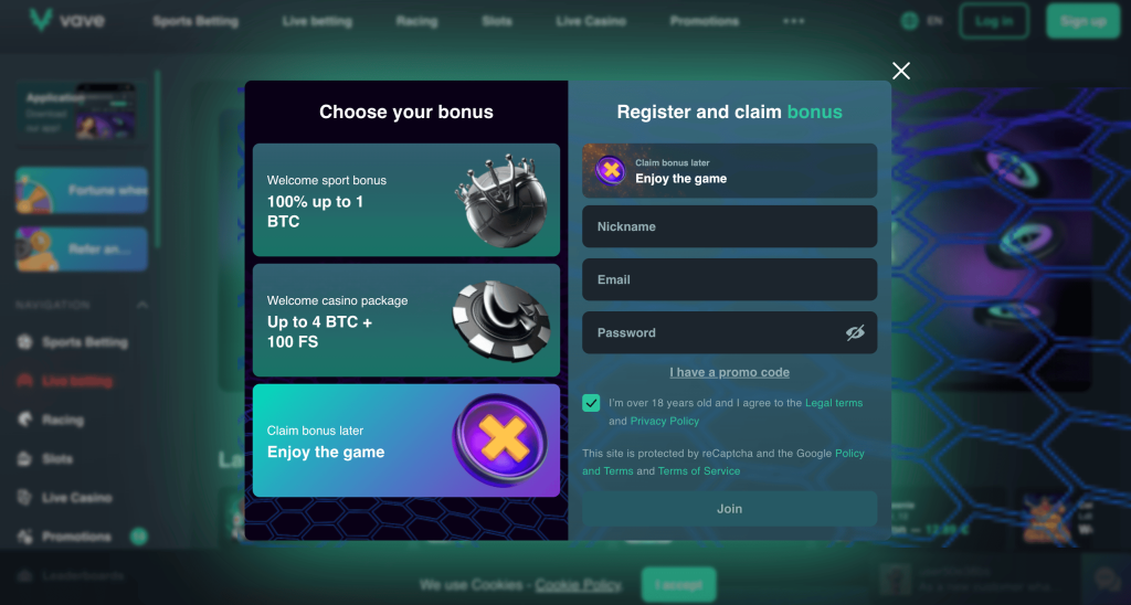 Vave Casino Signup