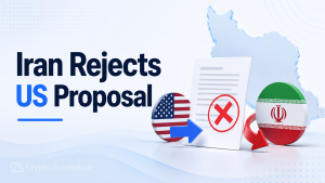 Iran rejected key parts of a U.S. proposal to end the war and reopen Hormuz, keeping oil and crypto traders locked on diplomacy.