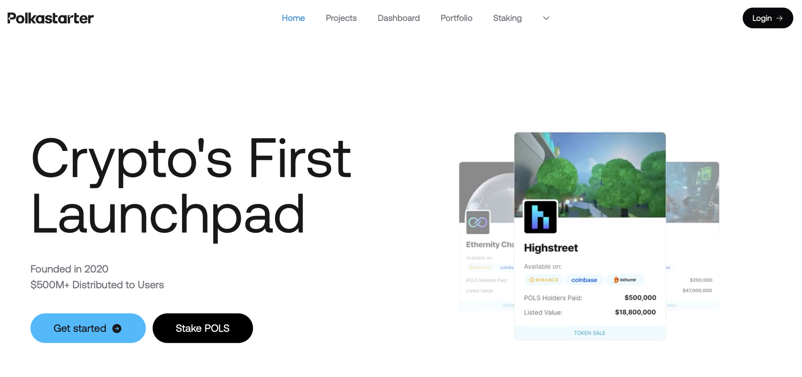 Polkastarter Homepage. Source: Polkastarter