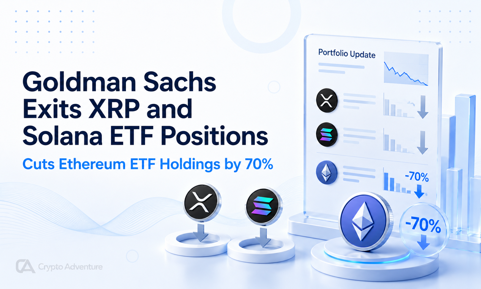 Goldman Sachs cleared XRP and Solana ETF positions in Q1 while cutting Ethereum ETF exposure and keeping Bitcoin ETF holdings larger.