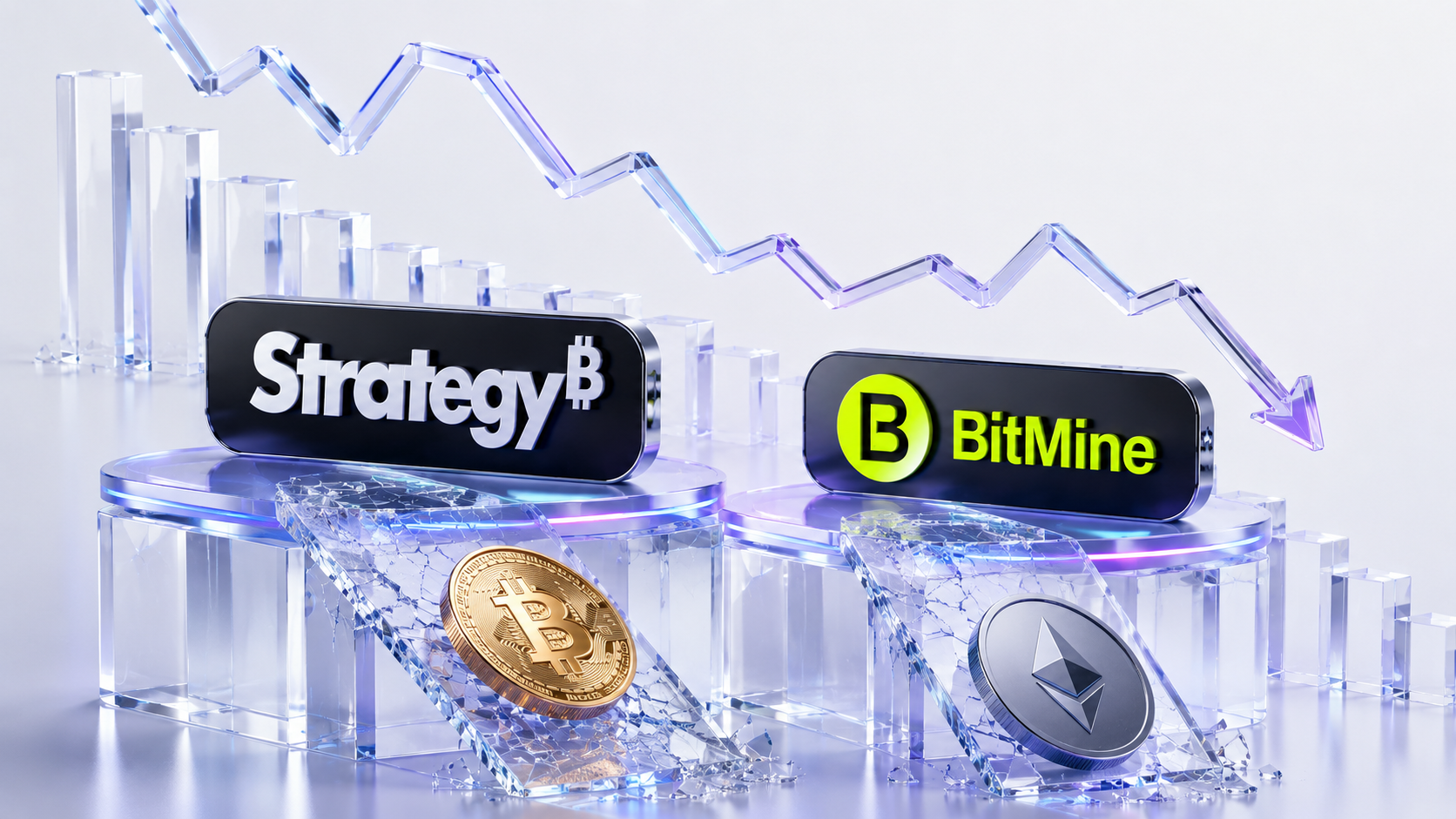 Strategy And BitMine Sit On Over $16B In Crypto Paper Losses As BTC And ETH Slide